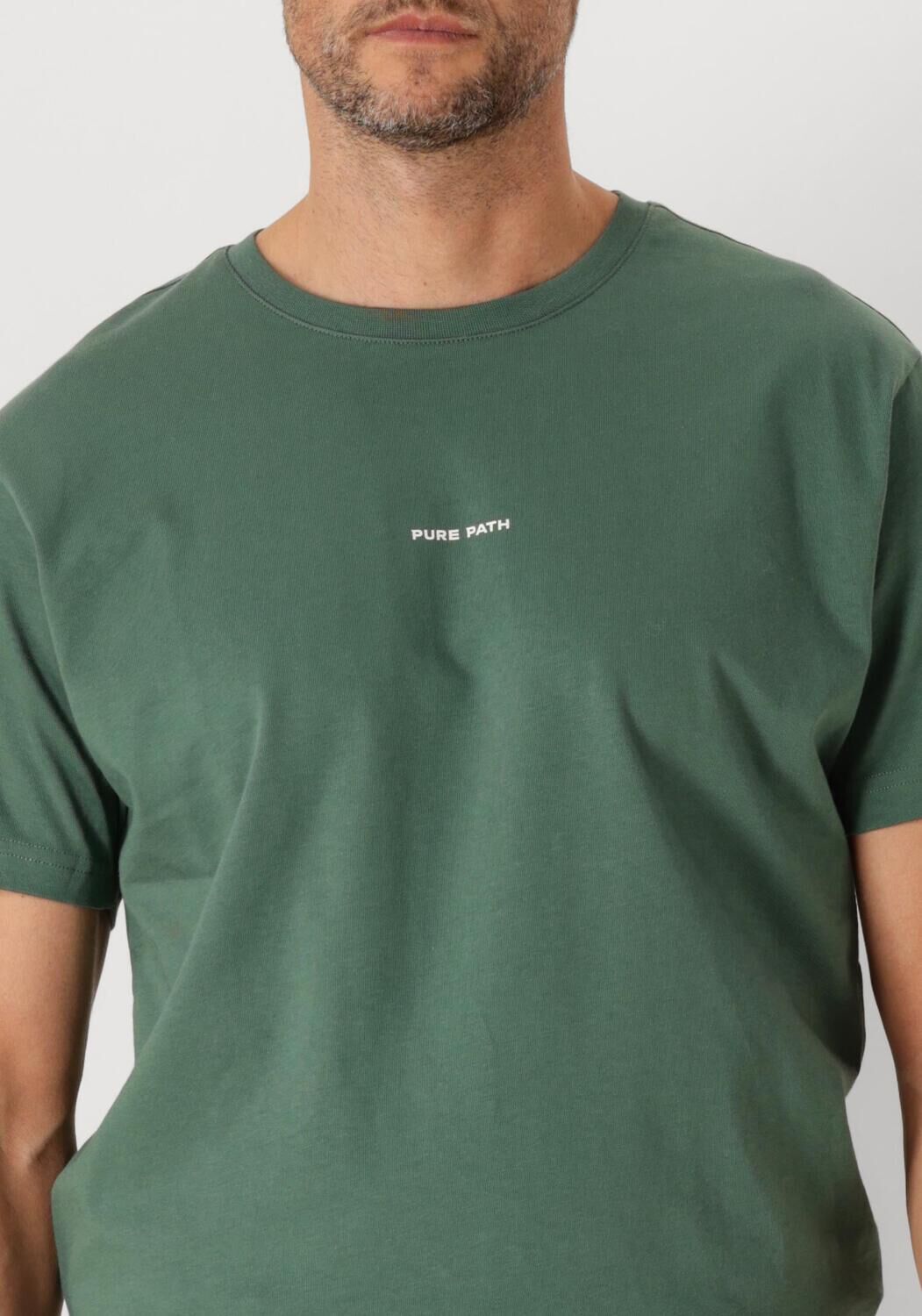 PURE PATH Heren Polo's & T-shirts Regular Fit Crewneck Ss T-shirts Groen