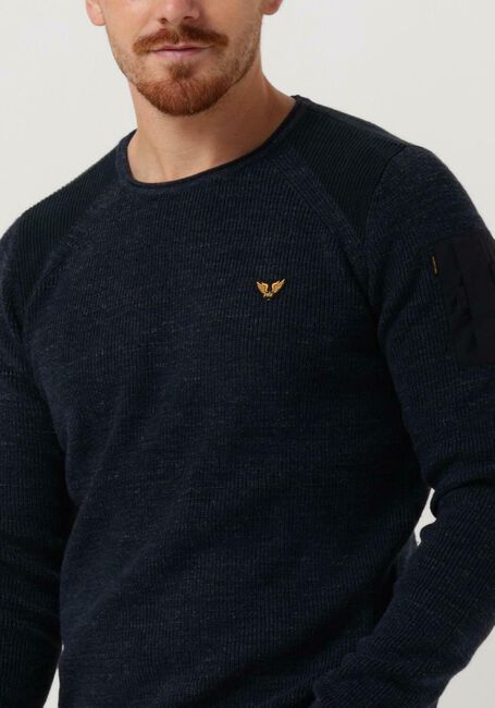Blauwe PME LEGEND Trui LONG SLEEVE R-NECK COTTON RIB - large