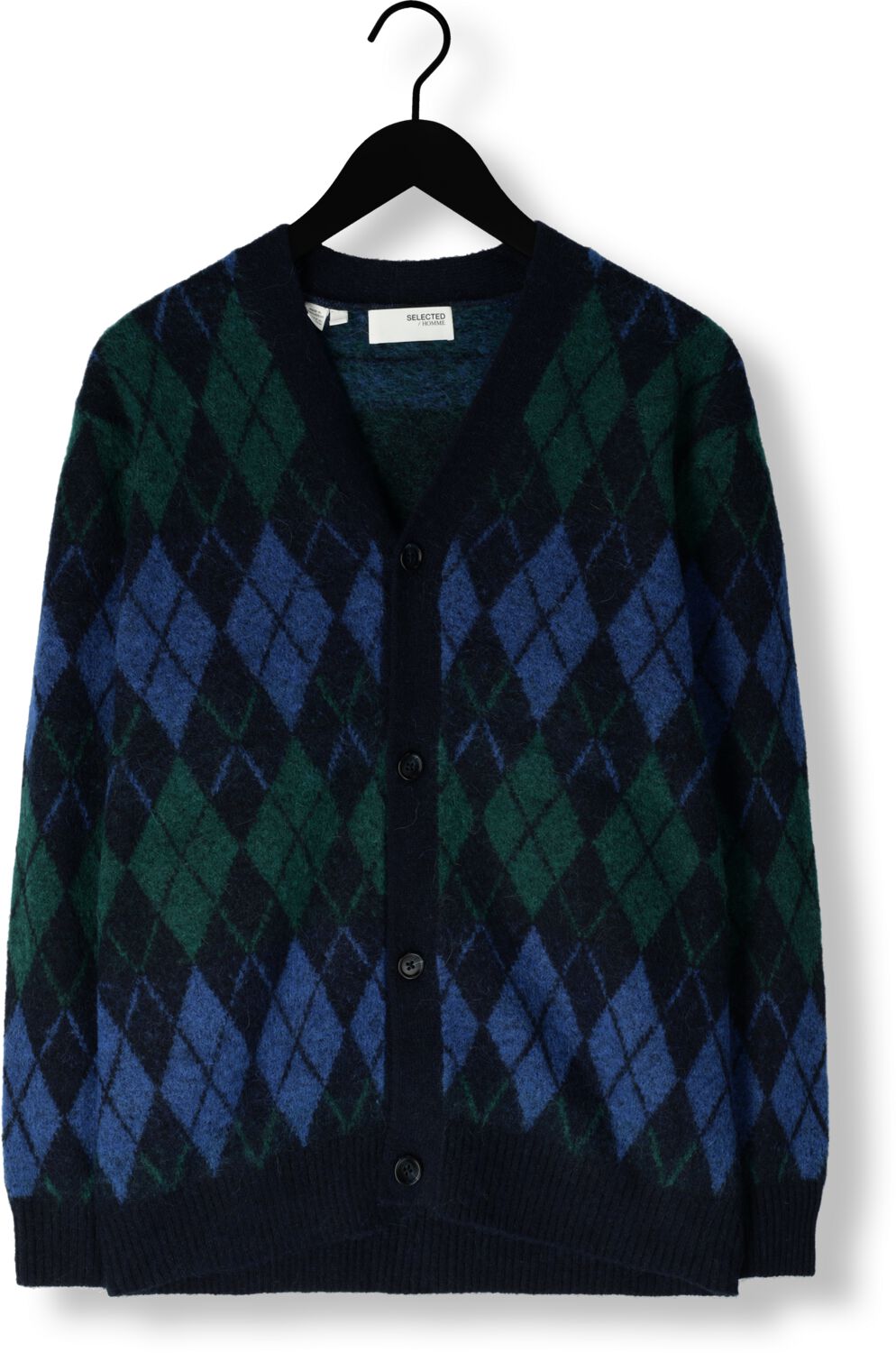 SELECTED HOMME Heren Truien & Vesten Slhrai Ls Knit Relaxed Argyle Cardigan Donkerblauw