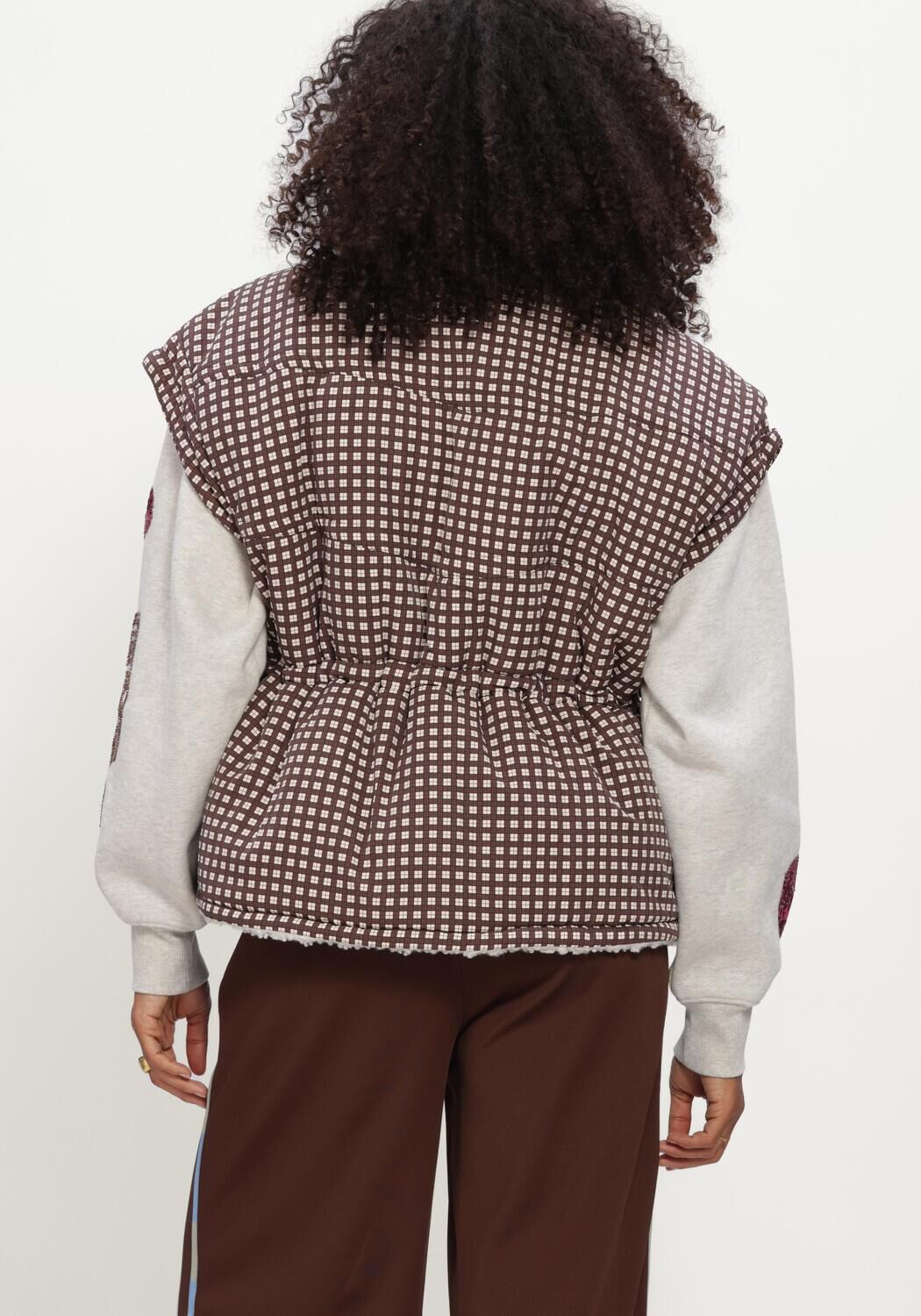 Bruine POM AMSTERDAM Bodywarmer GLEN BROWN CHECK - large