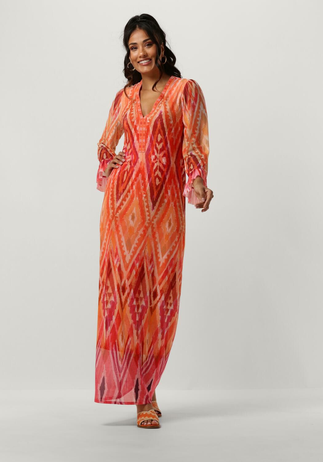 oranje ana alcazar midi jurk maxi dress deco