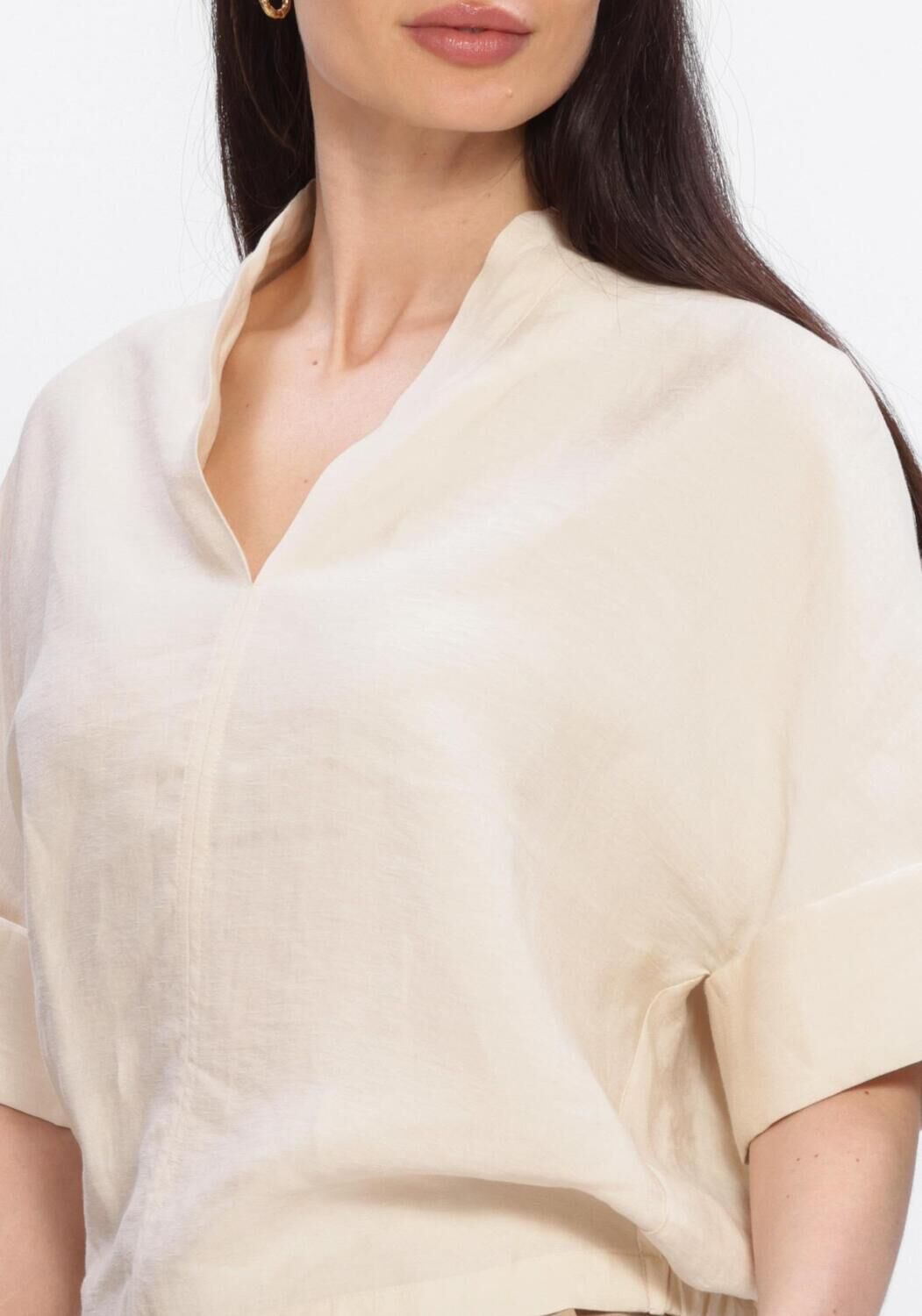 Gebroken wit SUMMUM Tops & T-shirts TOP SHORTS SLEEVES MODAL LINEN BLEND - large