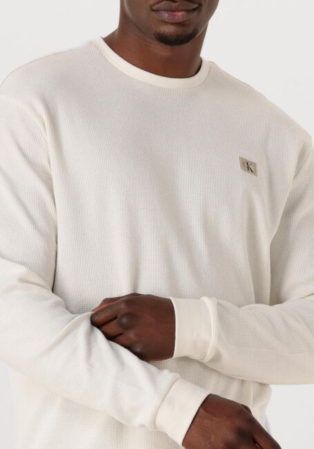 Ecru CALVIN KLEIN Trui LS WAFFLE BADGE CREWNK TEE - large