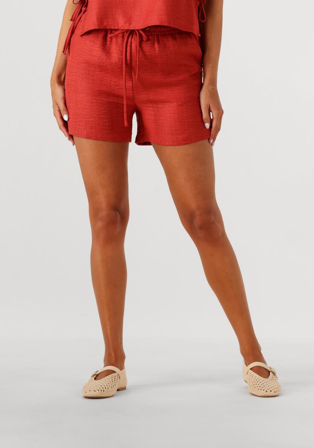 Ydence wide leg regular waist casual short rood
