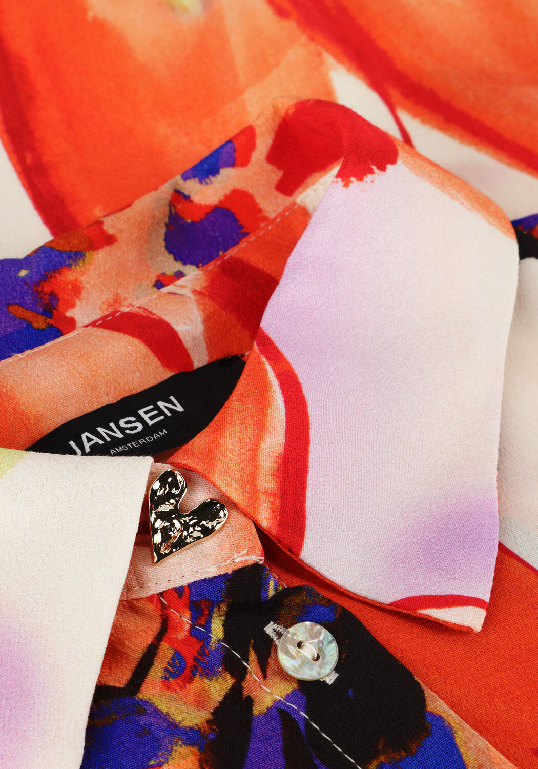 Oranje JANSEN AMSTERDAM Blouses WBF773 WOVEN PRINT BLOUSE 3/4 SLEEVE - large