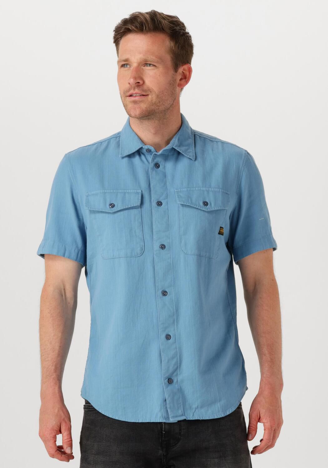 G-STAR RAW Heren Overhemden Marine Slim Shirt S\s Blauw