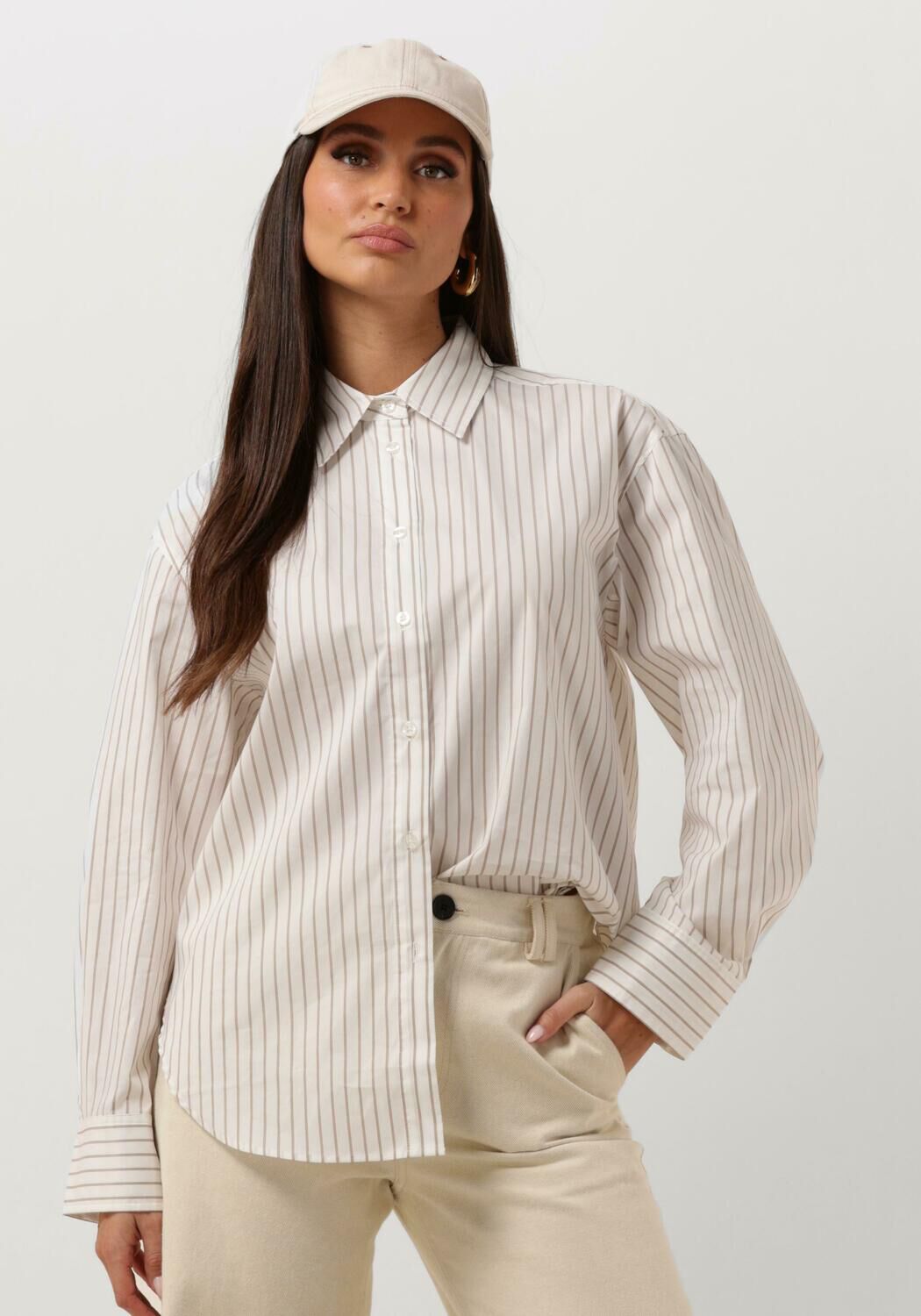 SECOND FEMALE Dames Blouses Soalon Classic Shirt Beige