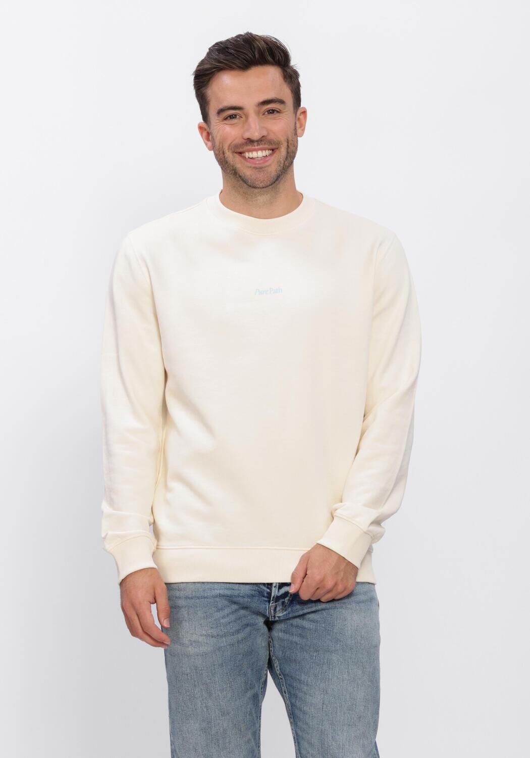 Beige PURE PATH Sweater TRIO OF FLOWERS CREWNECK - large