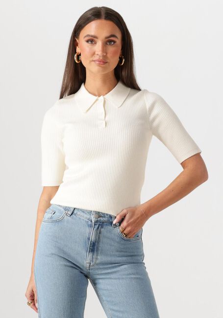 Gebroken wit SELECTED FEMME Top SLFHELEN 2/4 KNIT COLLAR - large