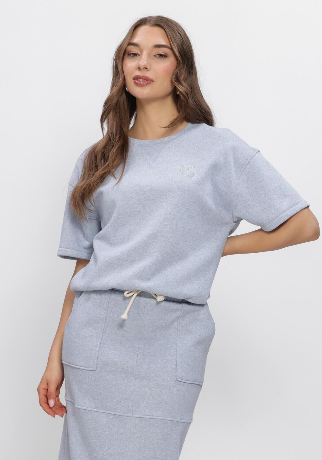 Blauwe NUKUS Trui ROOS PULLOVER LUREX - large