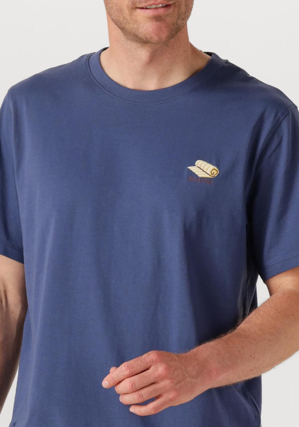 SELECTED HOMME Heren Polo's & T-shirts Slhaspen Emb Ss O-neck Tee Blauw