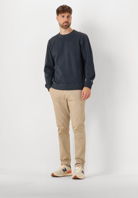 Blauwe CAST IRON Trui LONG SLEEVE R-NECK REGULAR FIT TWILL - large