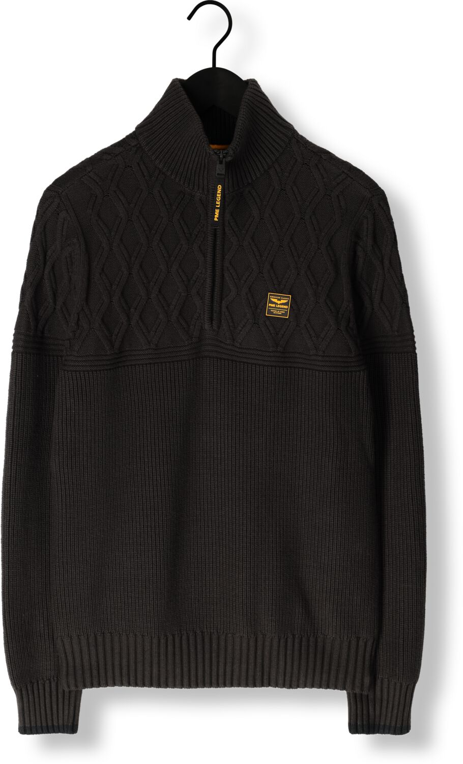 PME LEGEND Heren Truien & Vesten Half Zip Collar Cotton Mix Yarn Zwart