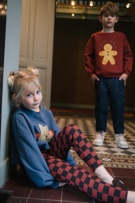 Rode DAILY BRAT Joggingbroek CHEERY CHECKED PANTS BROWN Rode DAILY BRAT Joggingbroek CHEERY CHECKED PANTS BROWN - large