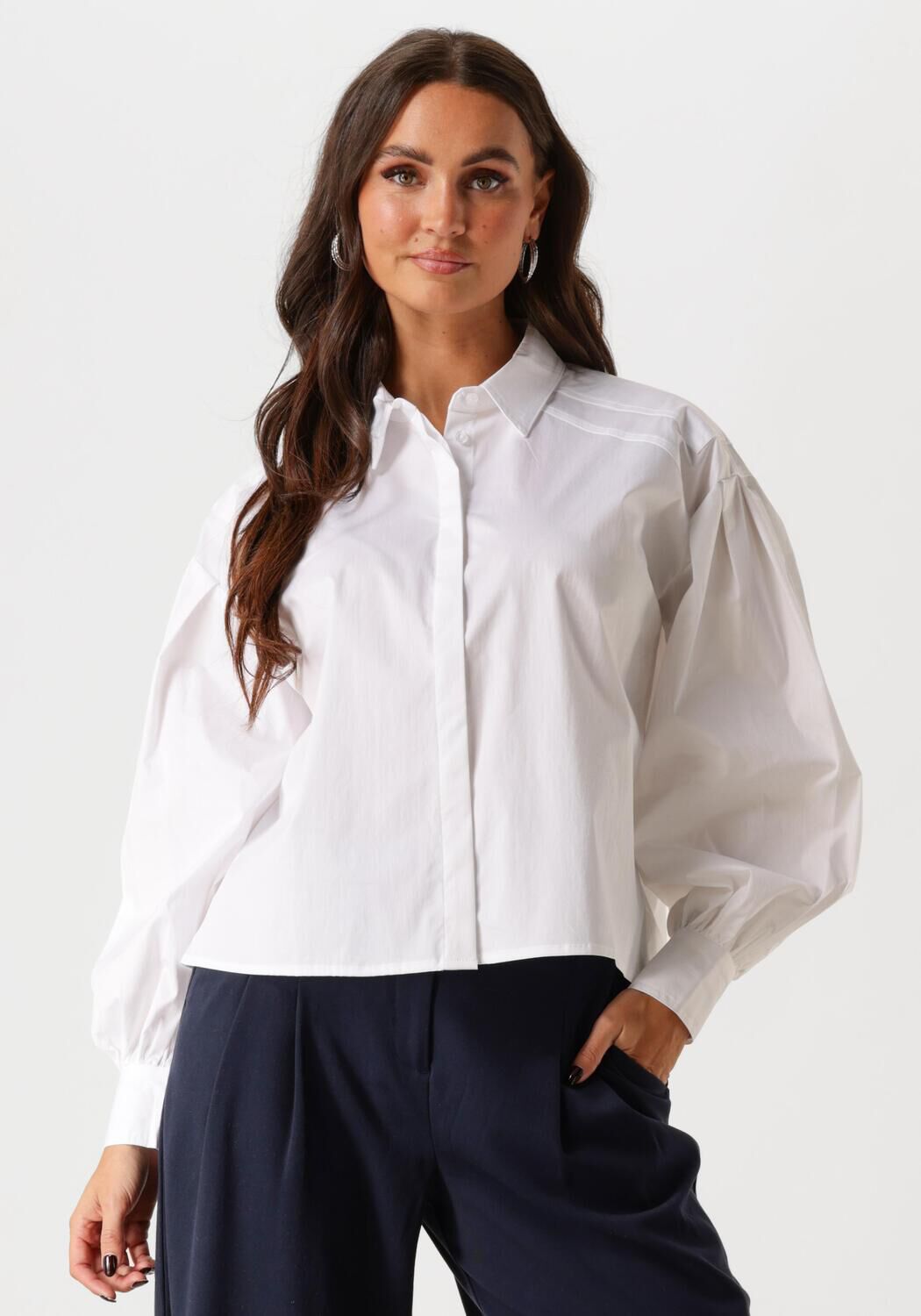 Moss copenhagen Elegante Ecru Blouse met Subtiele Details Beige Dames