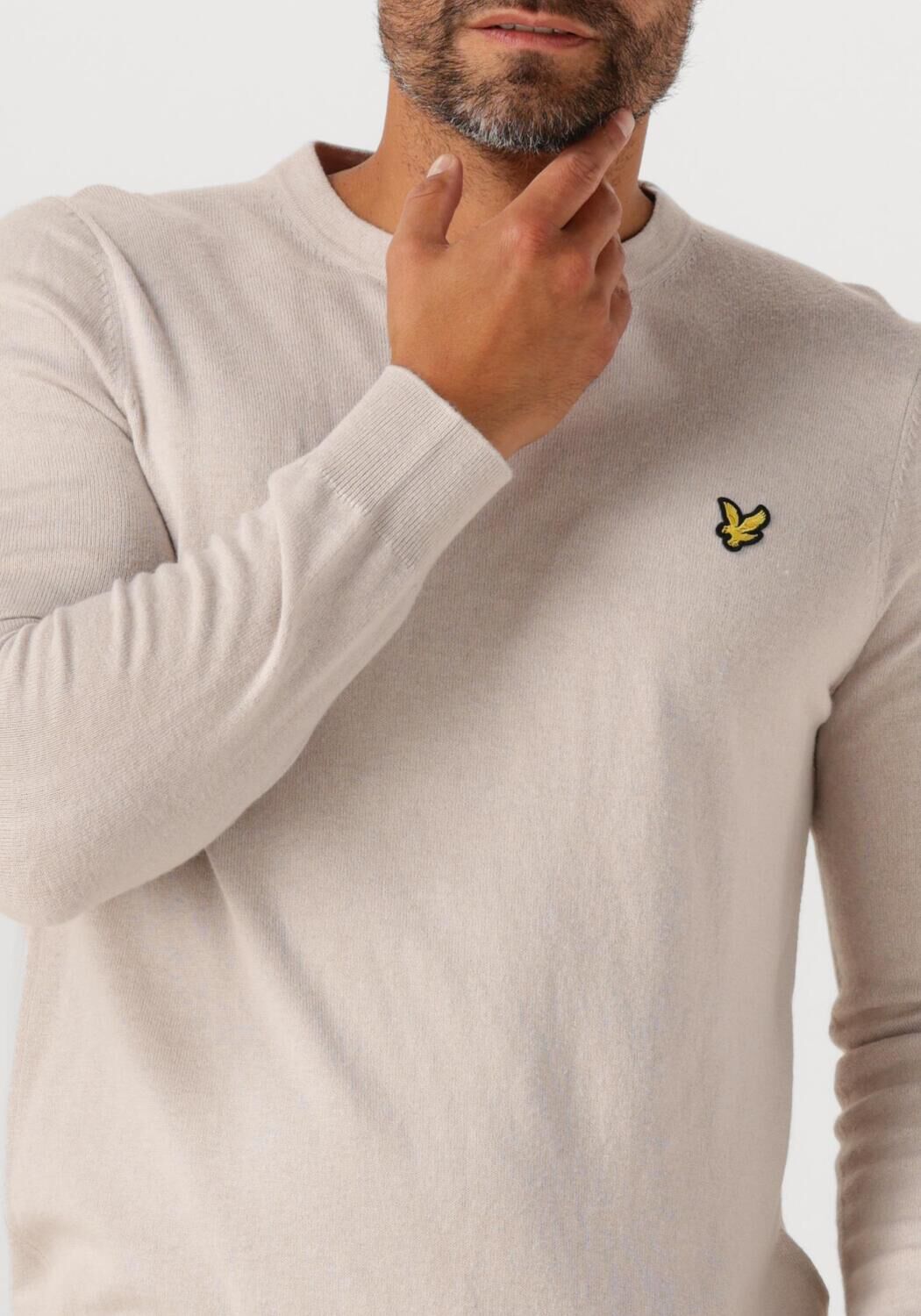 Lyle & Scott Heren Truien & Vesten Cotton Merino Crew Neck Jumper - Beige, foto 4