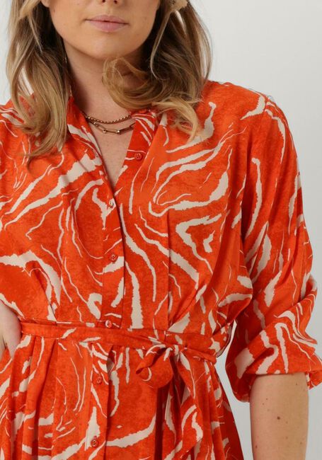 Oranje SELECTED FEMME Mini jurk SLFSIRINE 3/4 SHORT SHIRT DRESS - large