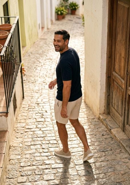 Ecru PROFUOMO Korte broek SHORT STRIPE - large