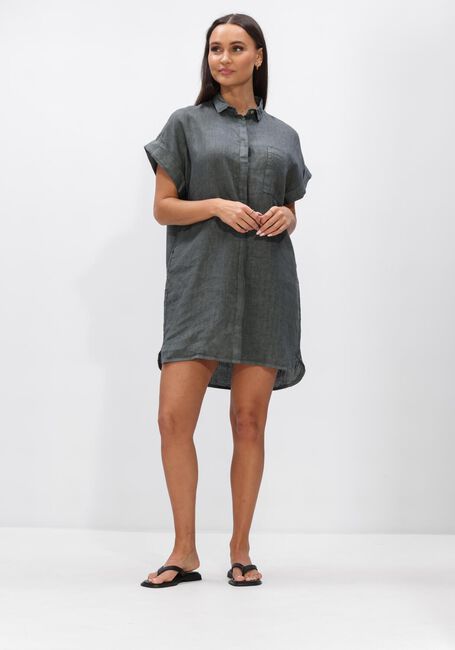 Donkergroene BY-BAR Mini jurk HELLA LINEN DRESS - large