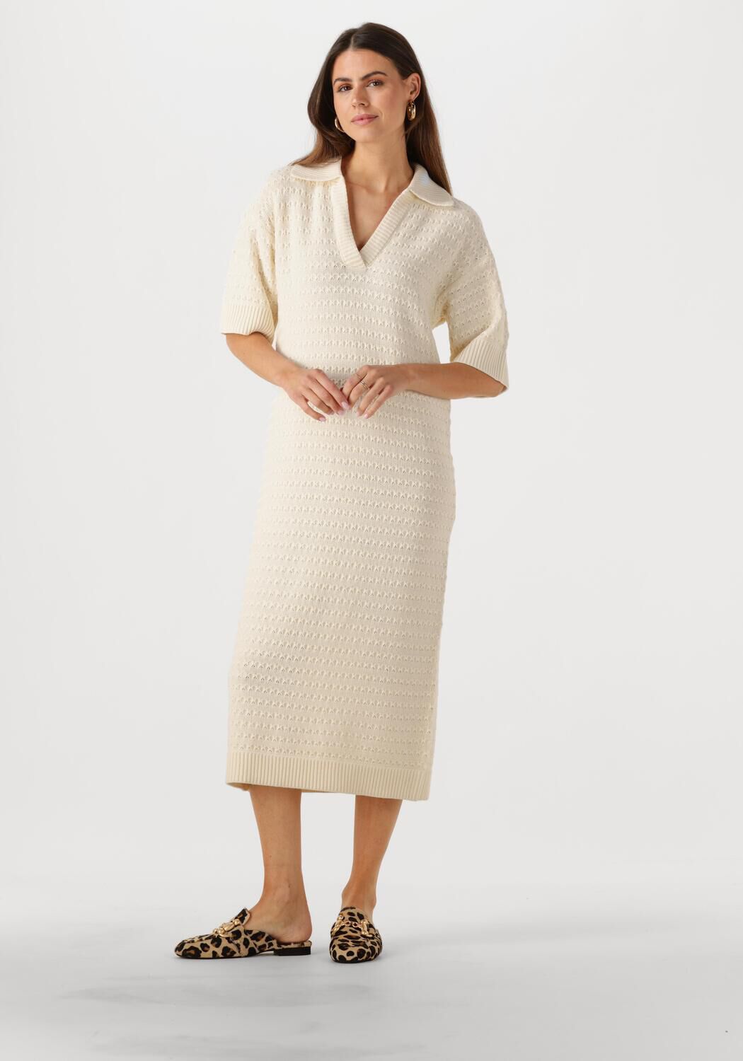 Mat Fashion mesh midi jurk grijs