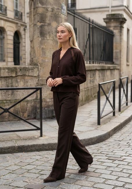 Bruine CO'COUTURE Wijde broek VOLA LONG WIDE PANT - large