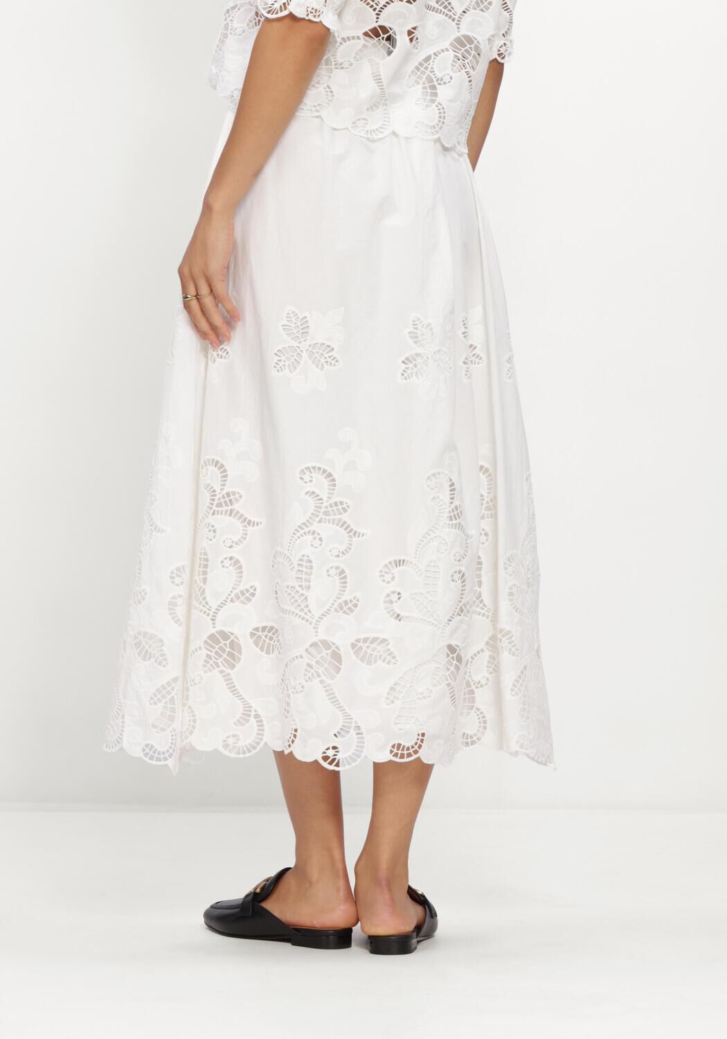 Witte NEO NOIR Rokken YARA LONG EMB SKIRT - large