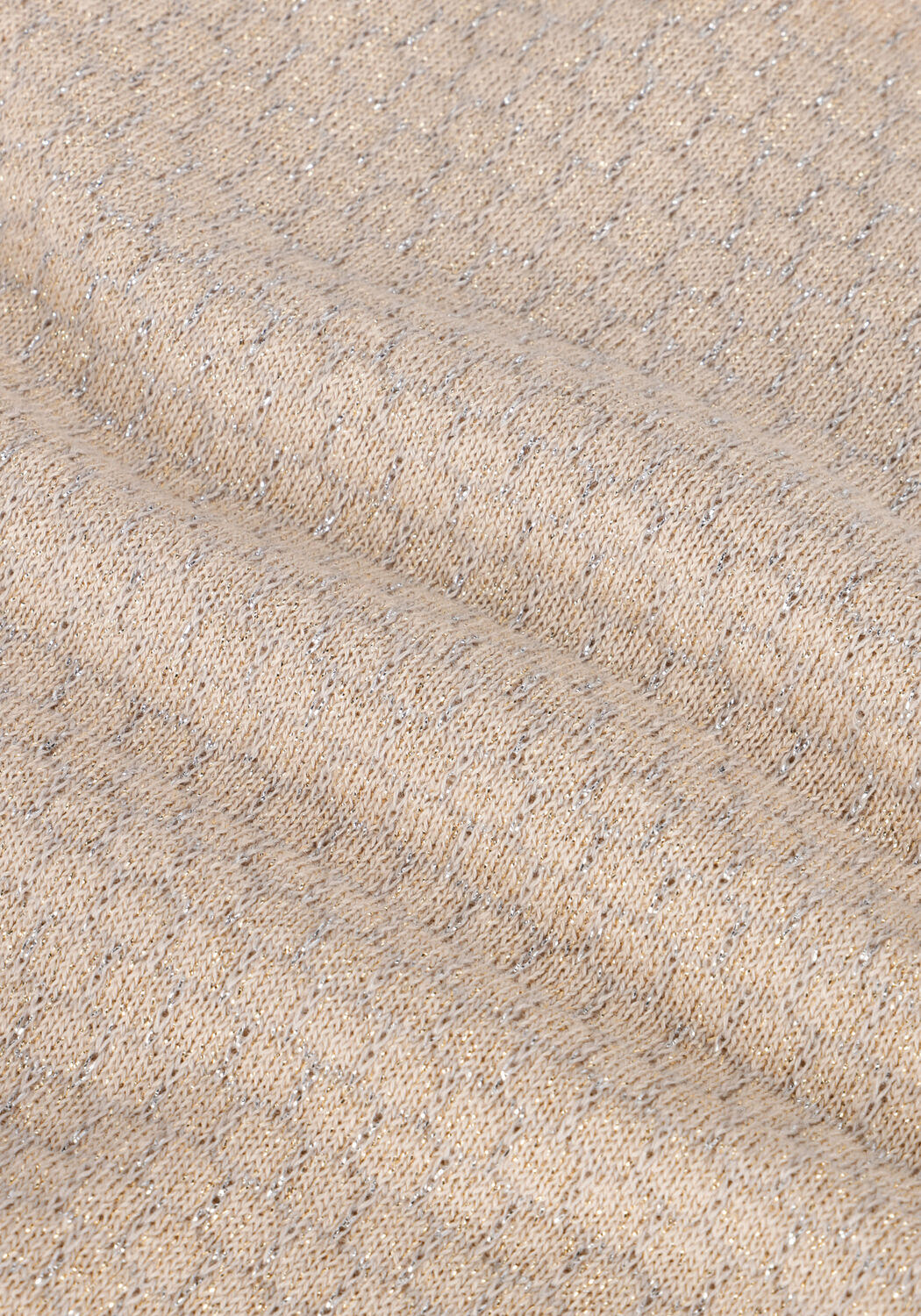 Beige SUMMUM Trui SHORT SLEEVE SWEATER COTTON SHIMMER JACQUARD KNIT - large