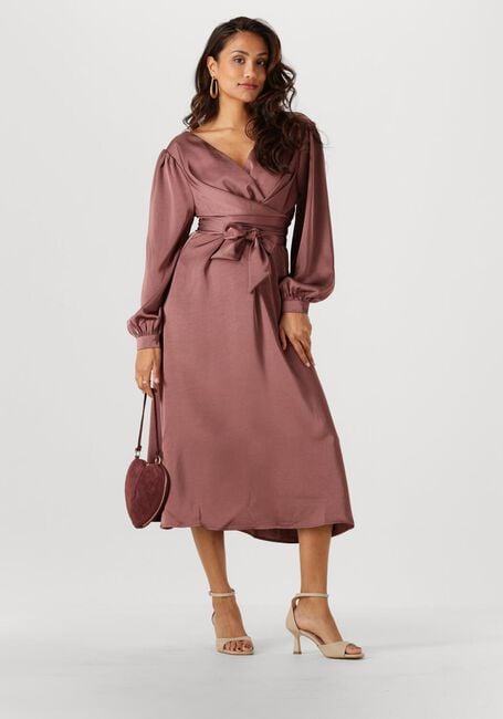 Taupe NEO NOIR Midi jurk RIMINI HEAVY SATEEN DRESS - large