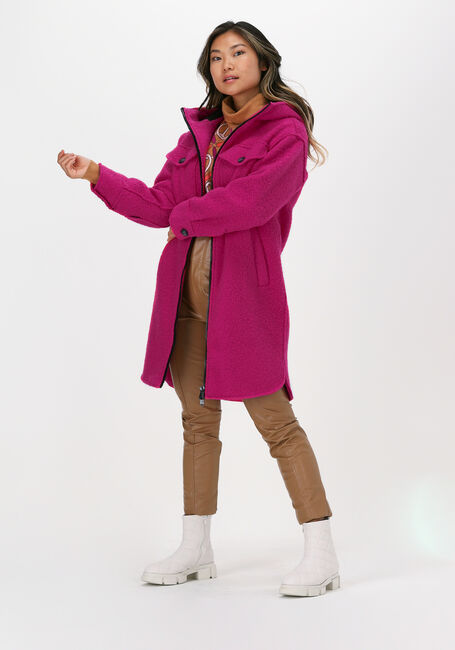 Roze BEAUMONT Teddy jas BOUCLE LONG HOODED JACKET - large
