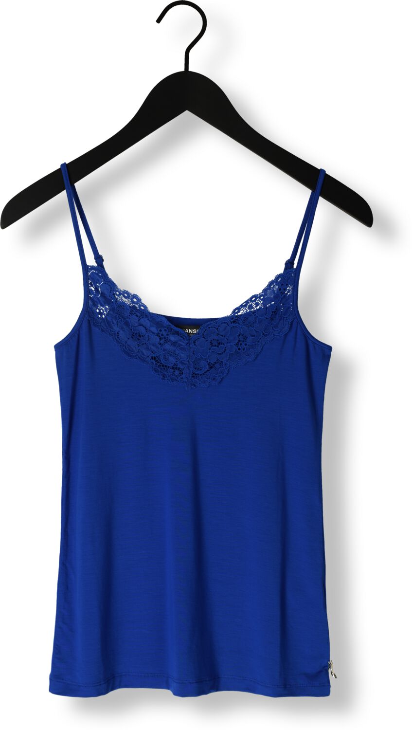 JANSEN AMSTERDAM Dames Tops & T-shirts Tc103 Singlet With Lace At Neckline Blauw