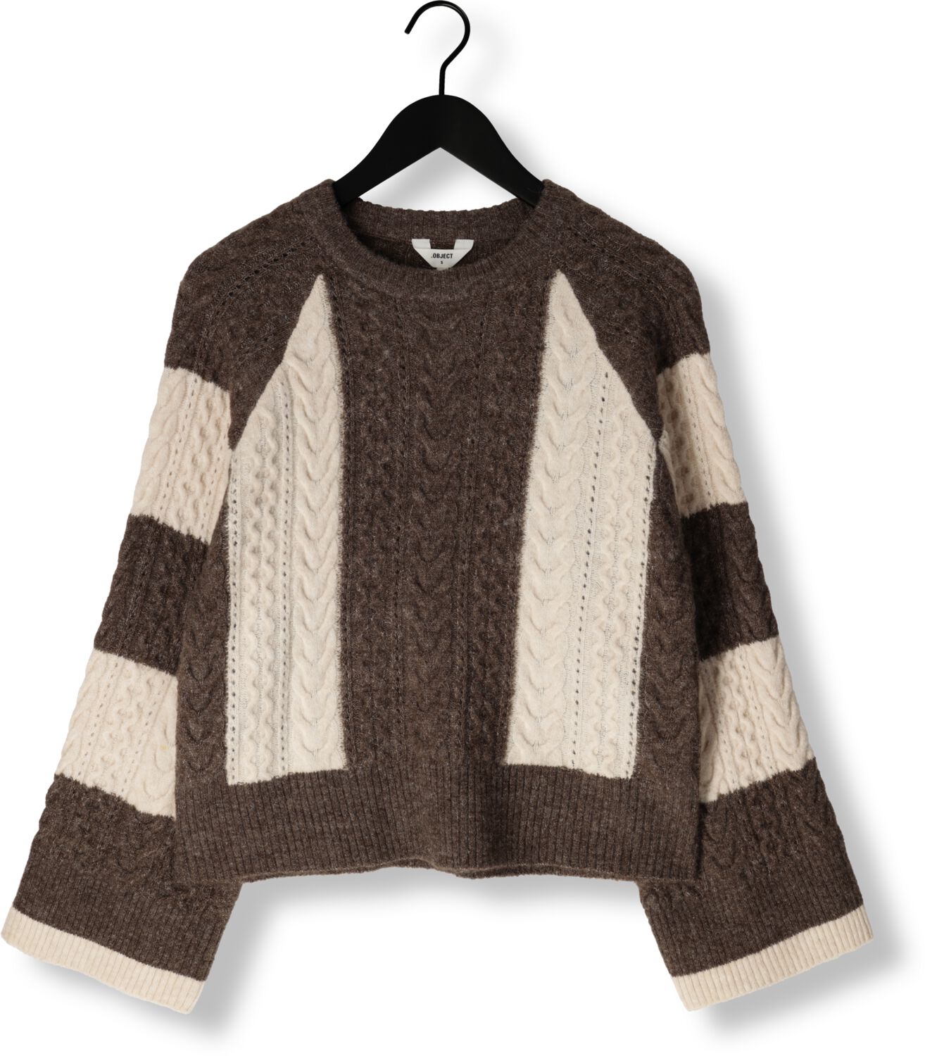 OBJECT Dames Truien & Vesten Objrosa Knit L s Re Pullover Beige