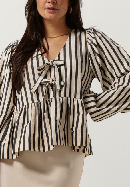 Blauwe NEO NOIR Blouses BESSIE CONTRAST STRIPE BLOUSE - large