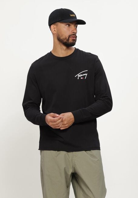 Zwarte TOMMY JEANS T-shirt TJM SLIM SIGNATURE CHEST TEE LS - large
