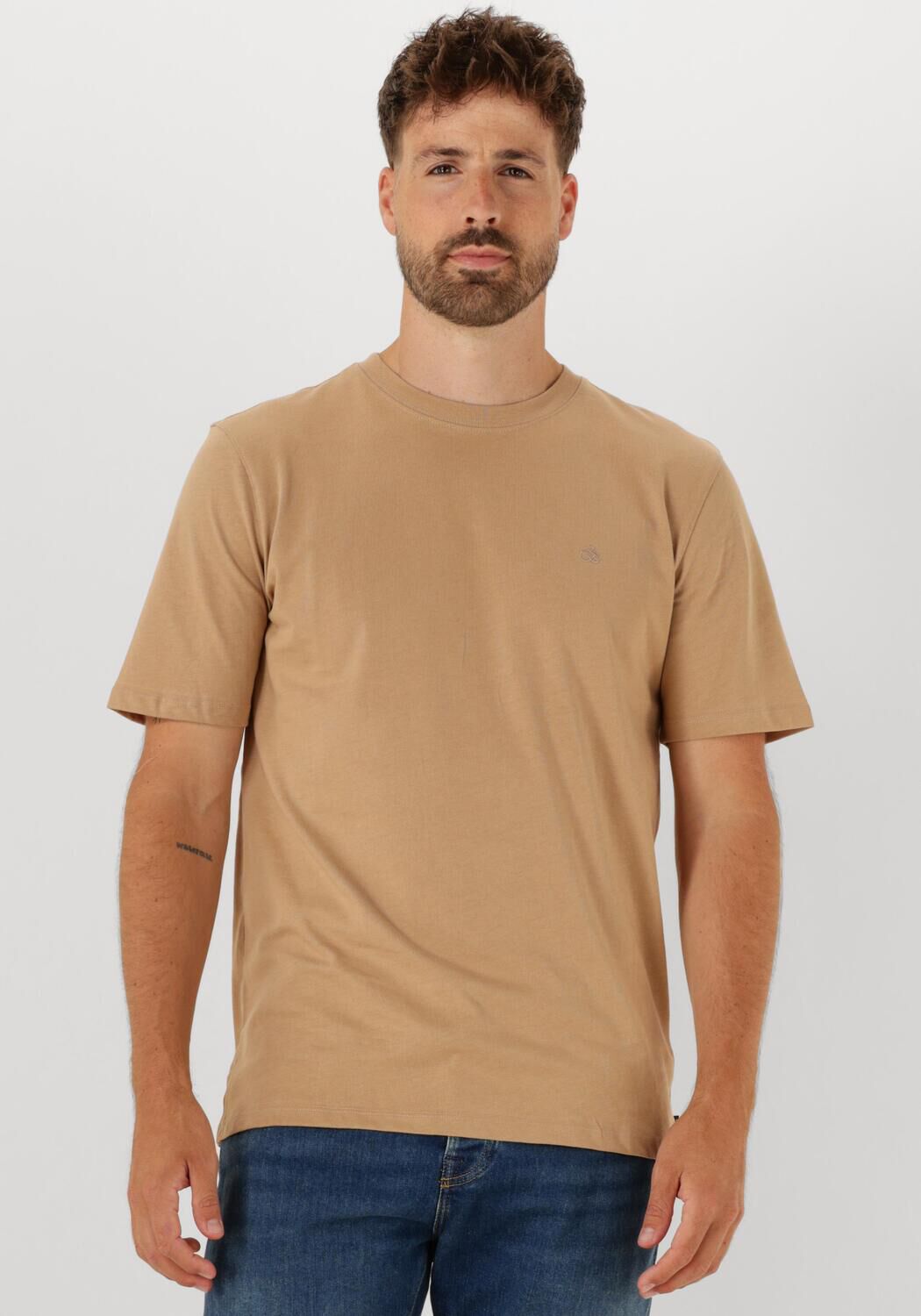 SCOTCH & SODA Heren Polo's & T-shirts Seasonal Core Regular-fit Logo T-shirt Beige