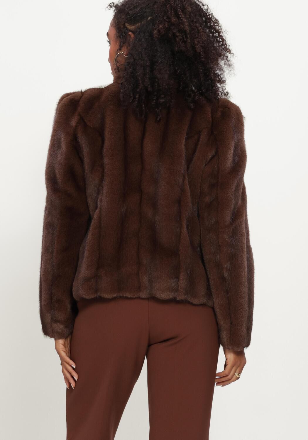 Bruine STUDIO AR Faux fur jas SOLINE FAUX MINK STRIPE - large