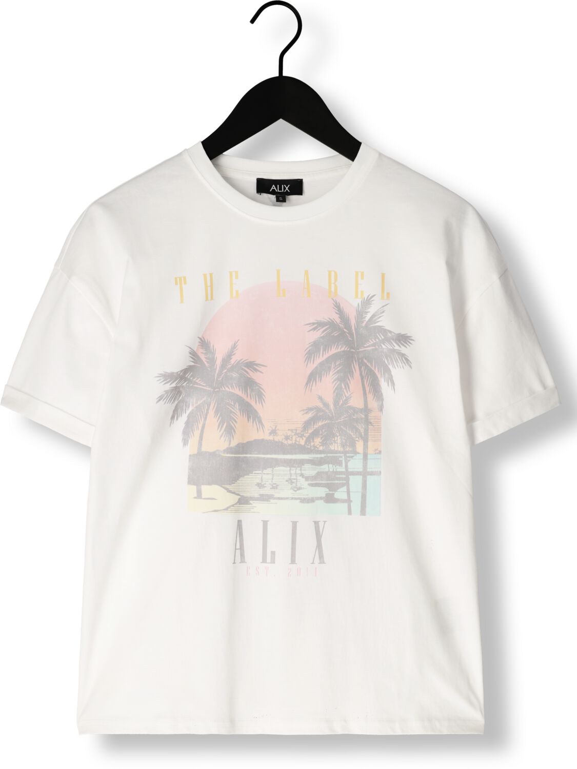 ALIX THE LABEL Dames Tops & T-shirts Ladies Knitted Palmtree T-shirt Wit