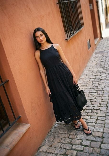 Zwarte Y.A.S. Jurken YASLINE STRAP LONG DRESS - large