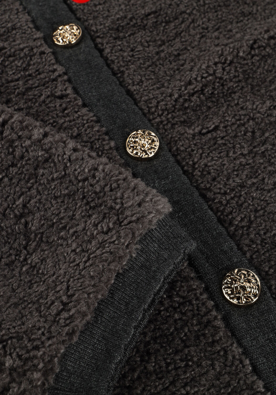 Donkergrijze NEO NOIR Vest LIMO FLUFFY KNIT CARDIGAN - large