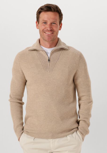Beige PROFUOMO Trui PULLOVER HALF ZIP - large