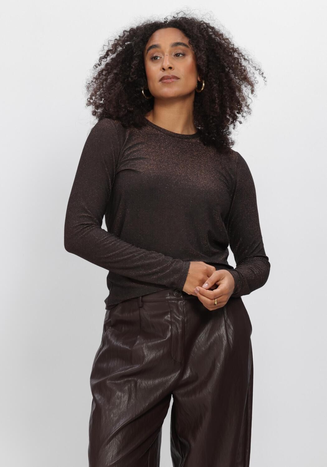 Bruine SUMMUM Top BASIC TEE SOFT LUREX JERSEY - large