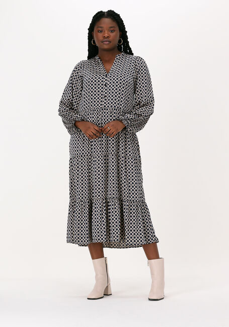 Donkerblauwe NEO NOIR Midi jurk LAYLI SQUARE MIX DRESS - large