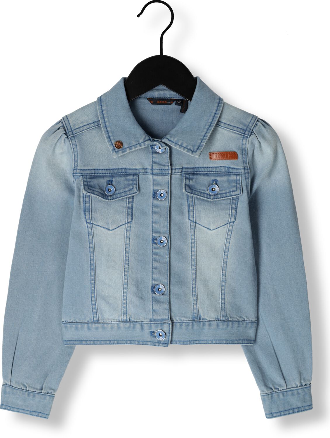 NONO spijkerjas Dove blauw Meisjes Denim Opstaande kraag Effen 146 152