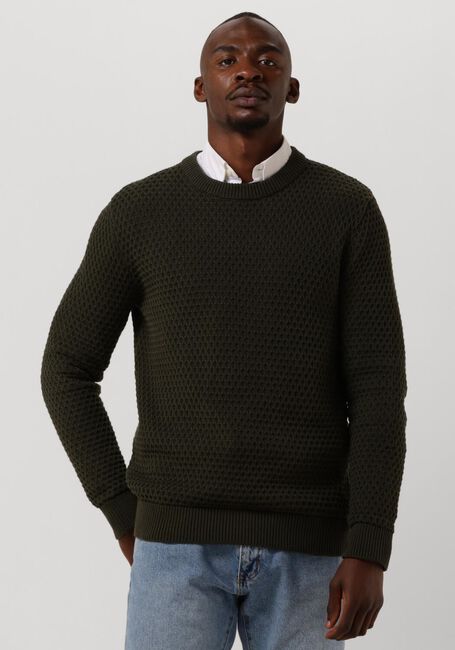 Donkerblauwe SELECTED HOMME Trui REMY LS KNIT ALL STU CREW NECK W CAMP - large