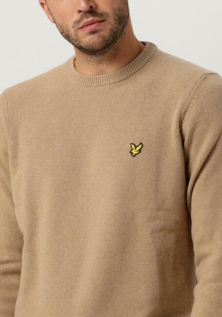 Beige LYLE & SCOTT Trui CREW NECK LAMBSWOOL BLEND JUMPER - large