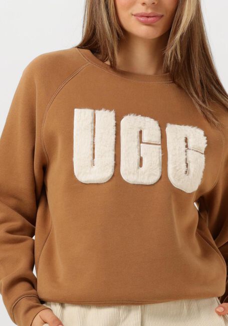 Camel UGG Sweater MADELINE FUZZY LOGO CREWNECK - large