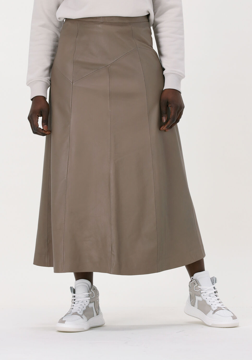 taupe goosecraft midirok britt skirt