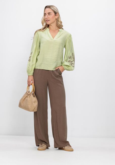 Bruine SELECTED WOMEN Wijde broek SLFVIVA-GULIA HW LONG SUN PANT - large