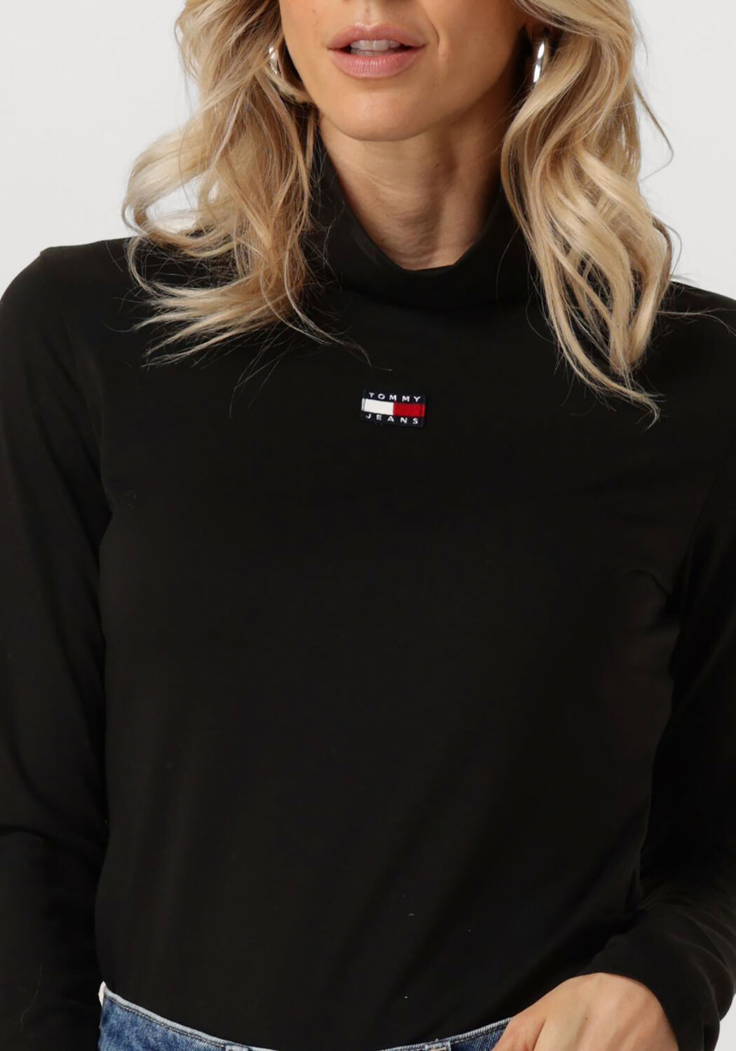 TOMMY JEANS Dames Truien & Vesten Tjw Slim Badge Mockneck Zwart