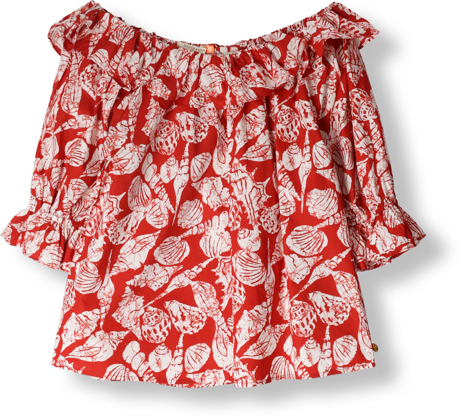 SCOTCH & SODA Dames Tops & T-shirts Off Shoulder Top With Rufflesda Rood