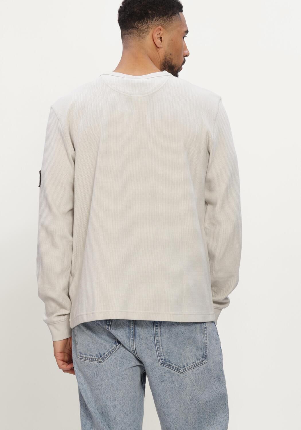 Beige CALVIN KLEIN T-shirt LS WAFFLE BADGE CREWNK TEE - large